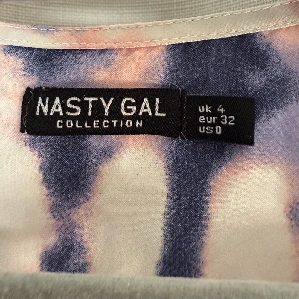 Nasty Gal Flare to Join Us Purple Pink Tie Dye Long Sleeve Cropped Blouse US 0 - Picture 6 of 10